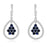 Sterling Silver Rhodium Plated with Simulated Sapphire and CZ Pear shape Dangle Earrings