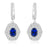 Sterling Silver Rhodium Plated with Simulated Sapphire and CZ Dangle Earrings
