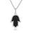 Sterling Silver Rhodium Plated and micro-pave CZ Chamsah Necklace