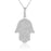 Sterling Silver Rhodium Plated and micro-pave CZ Chamsah Necklace