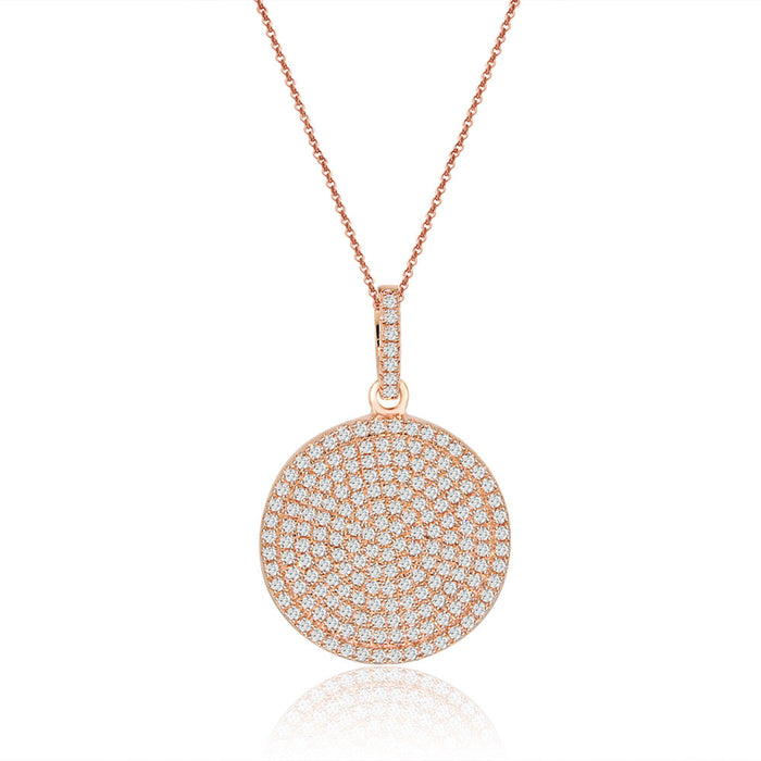 Sterling Silver Rhodium Plated and micro-pave Circle CZ Necklace