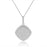 Sterling Silver Rhodium Plated and micro-pave Cushion CZ Necklace