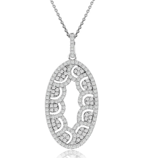 Sterling Silver Rhodium Plated and Oval CZ Necklace