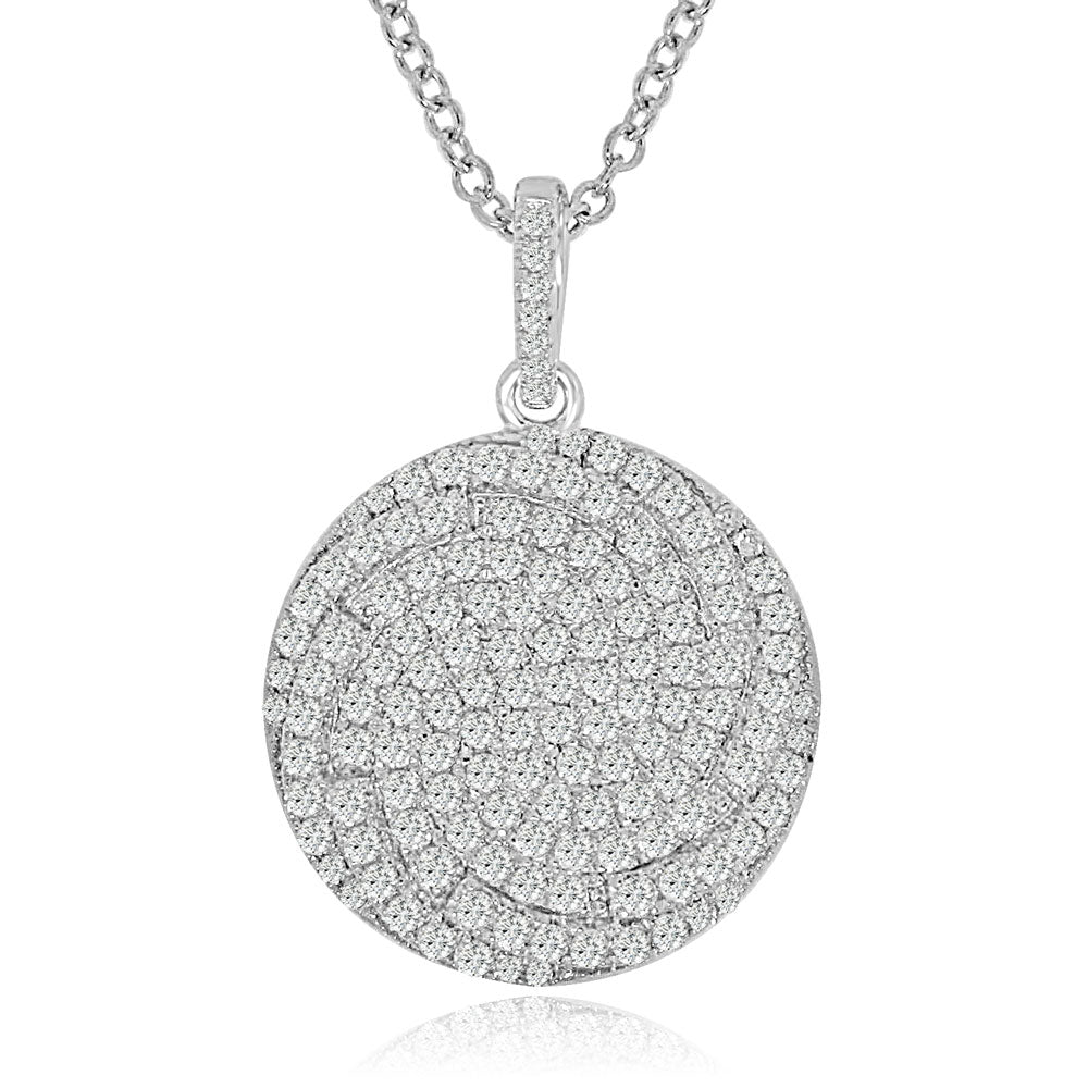 Sterling Silver Rhodium Plated and CZ Circular Necklace