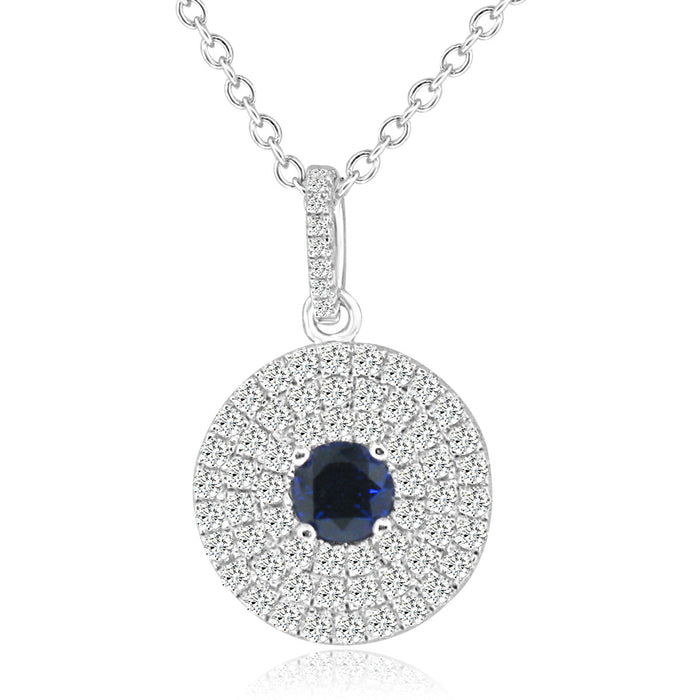Sterling Silver Rhodium Plated and CZ Halo Necklace