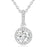Sterling Silver Rhodium Plated and CZ Halo Necklace