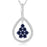 Sterling Silver Rhodium Plated with Simulated Sapphire and CZ Teardrop Necklace