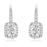 Sterling Silver Rhodium Plated and Emerald shape CZ Halo Drop Dangle Earrings