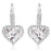 Sterling Silver Rhodium Plated and Heart shape CZ Halo Drop Dangle Earrings