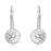 Sterling Silver Rhodium Plated and Round shape CZ Halo Drop Dangle Earrings